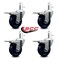 Service Caster 4'' Solid Polyurethane Swivel 7/16'' Stem Caster Set with Total Lock Brake, 4PK SCC-GRTTL20S414-SPUS-716138-4 - alternate 4